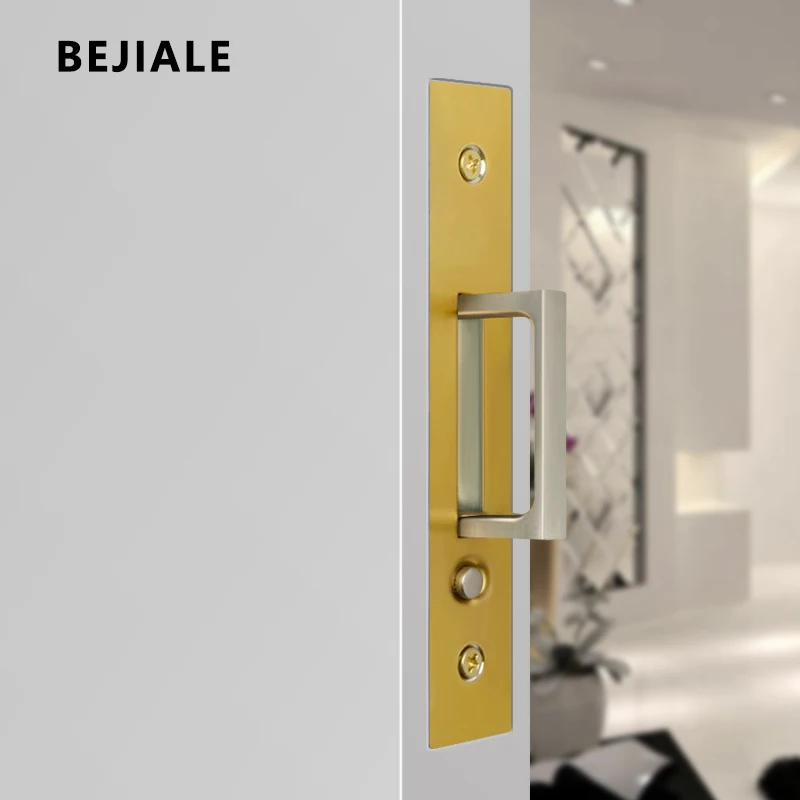 Built-In Pocket Door Lock | Press Spring Hidden Latch | Sliding & Shift Door Lock Hardware - Thumbnail 5