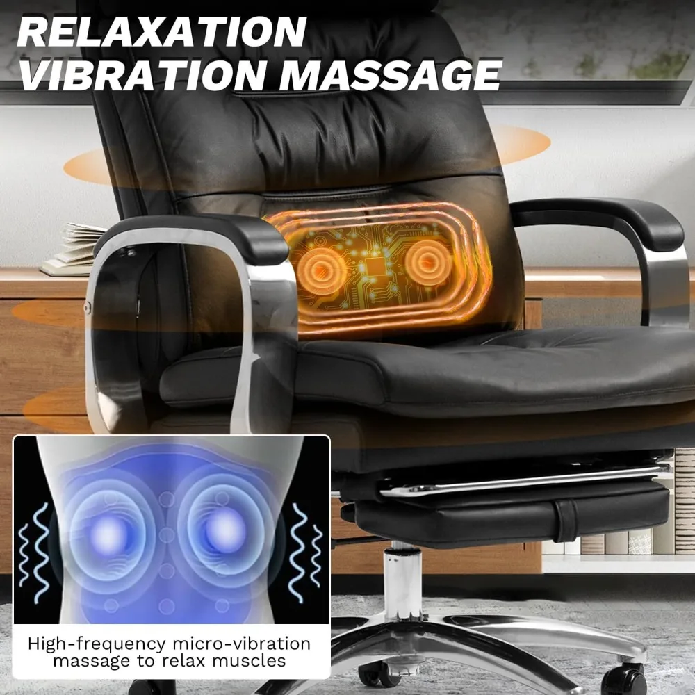 Massage Office Chair | Full Recline & Ventilation | Executive Ergonomic Management with Footrest - Thumbnail 6