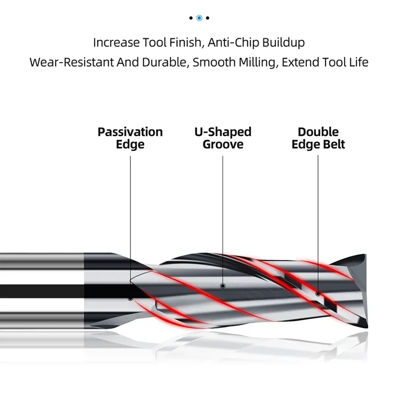 2-Flute End Mill Set | HRC45 Carbide Cutter | 1-12mm Sizes for Metal CNC Machining - Thumbnail 3