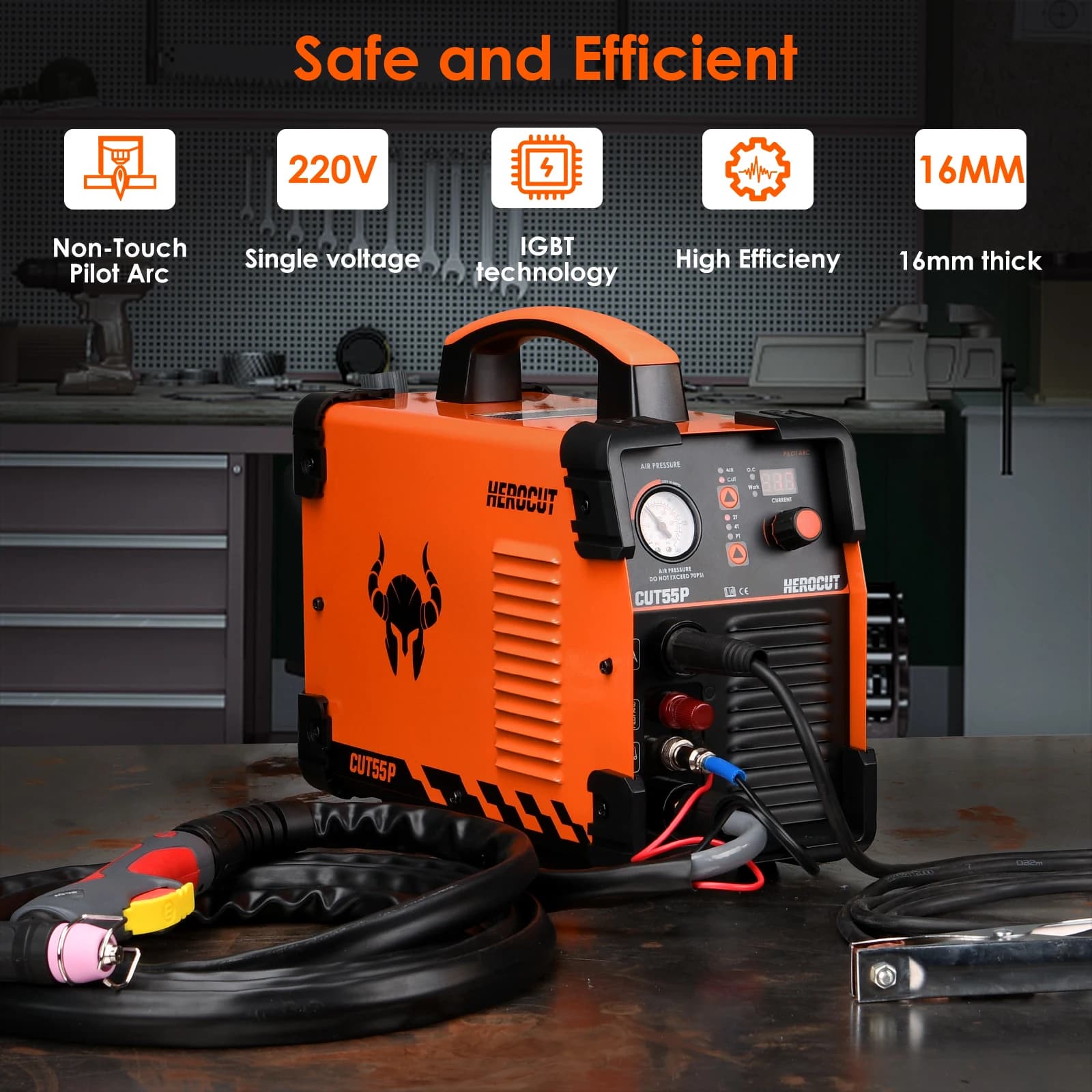 Plasma Cutter | 55A Pilot Arc | 220V | 16mm Steel Cutting Capacity - Thumbnail 3