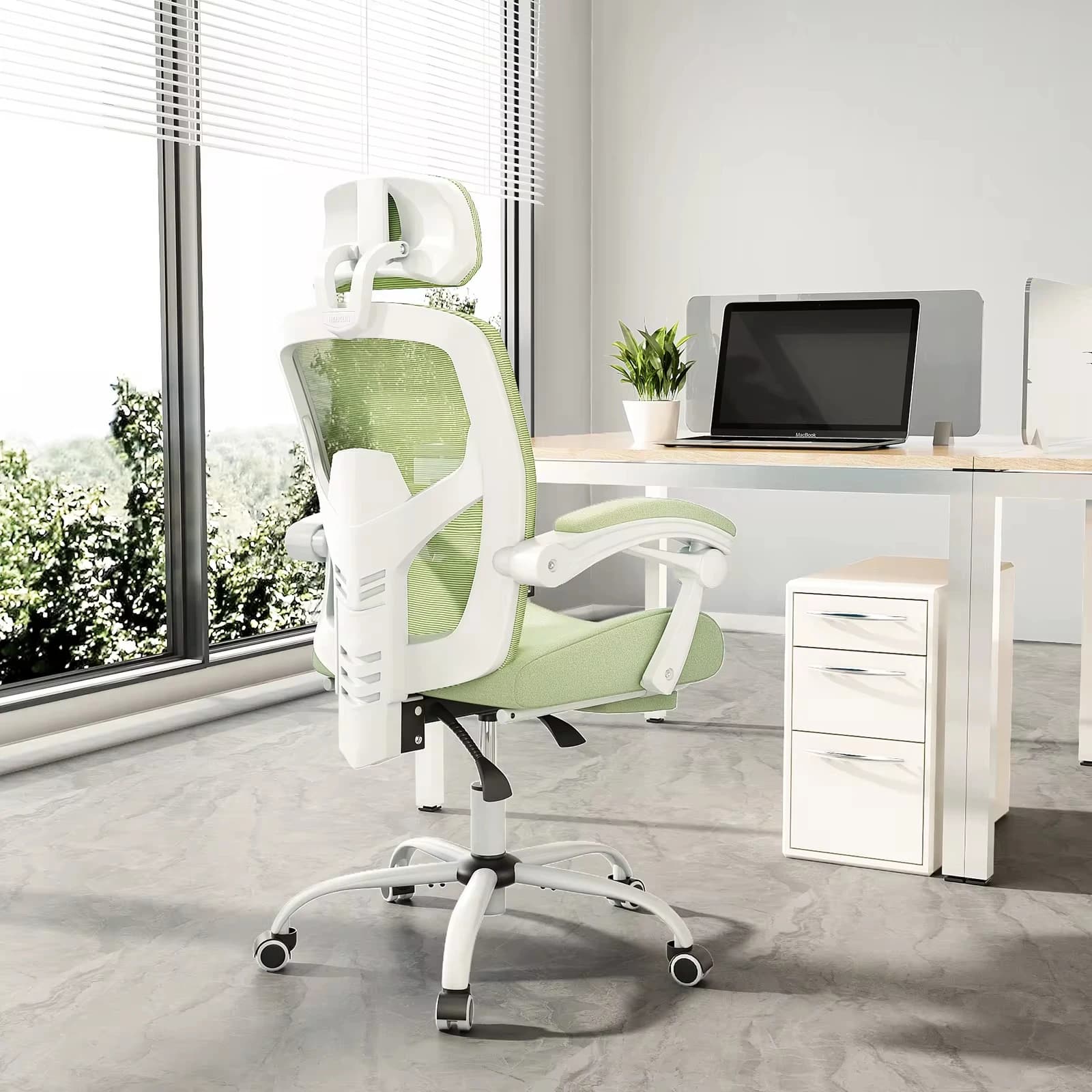 Gaming Chair | High Back Mesh Recliner with Lumbar Support | Office & Living Room Swivel Rocker - Thumbnail 2