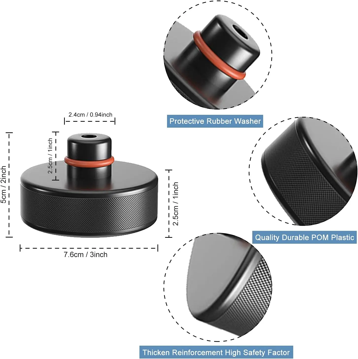 Tesla Jack Pad Set | 4-Pack Rubber Pucks with Protective Storage Case - Thumbnail 2