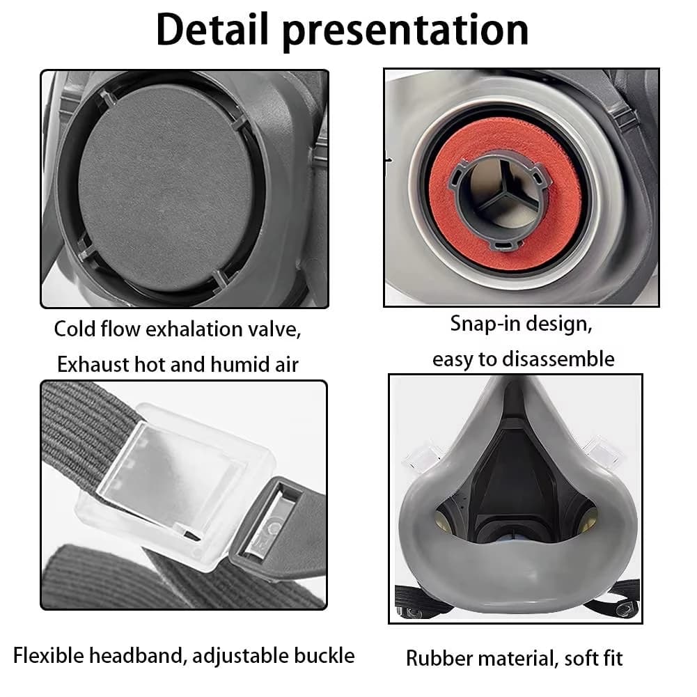 Respirator Mask Kit for Painting & Spraying | 6200 Series with 5N11 Filters | Acid Vapor & Dust Protection - Thumbnail 5