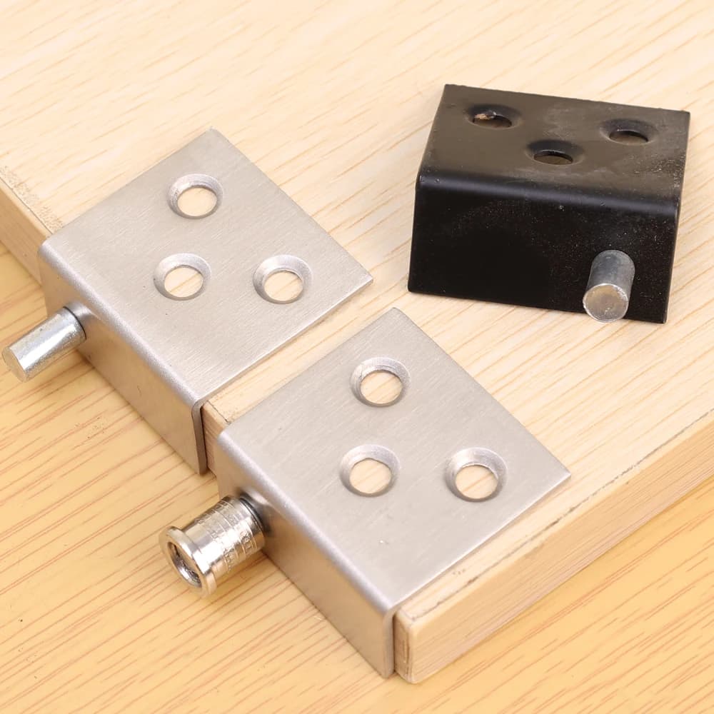 Rotation Shaft Cabinet Hinge | Stainless Steel 6-Hole Mounting | For Bookcase & Furniture Doors - Thumbnail 4