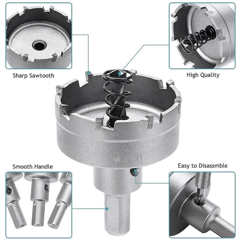 Carbide-Tipped Hole Saw | 15-100mm Core Drill Bit for Metal & Stainless Steel - Thumbnail 6