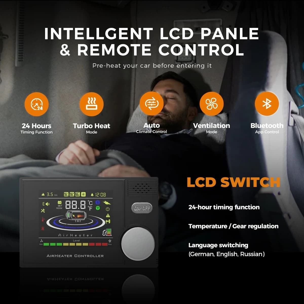 Pro-Series 8KW Diesel Parking Heater | 12V/24V/220V Multi-Voltage | Bluetooth App Control for RV & Home - Thumbnail 3