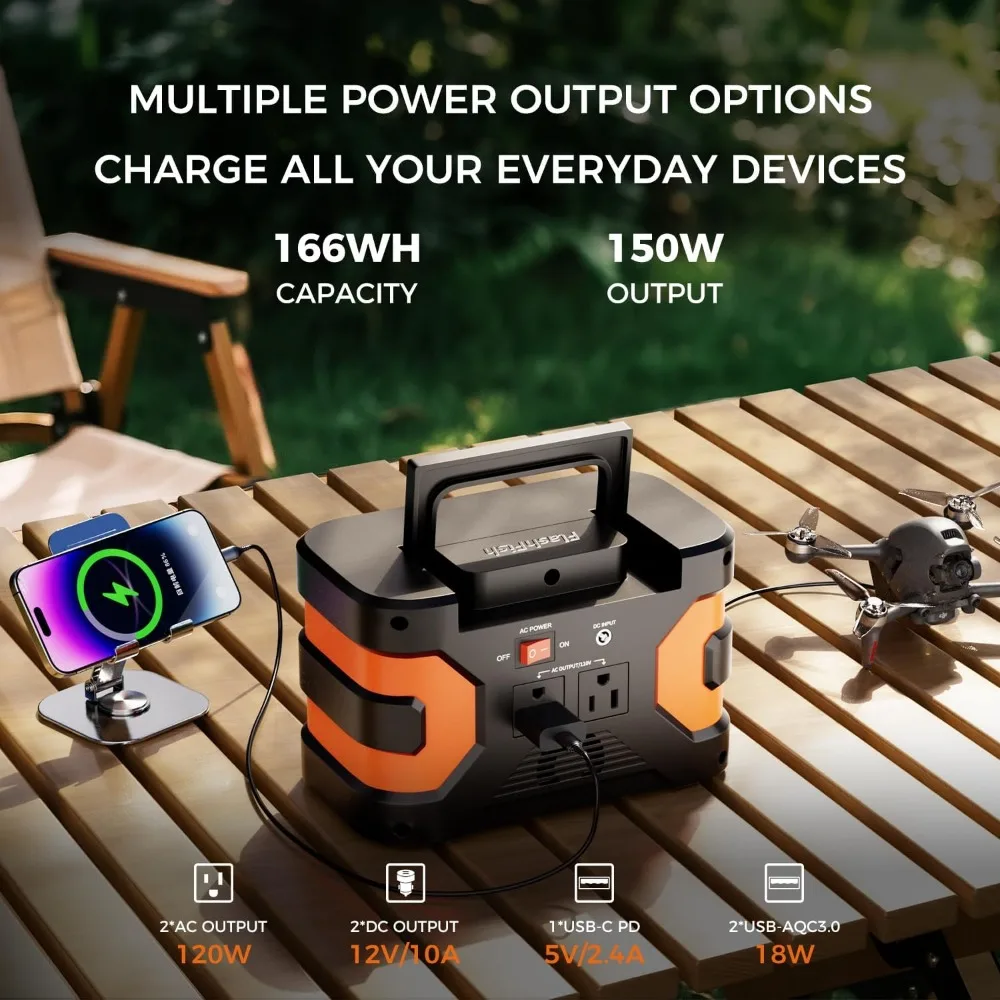 Power Station | 150W AC Outlet & 166Wh Capacity | Solar-Ready for Camping & Emergency Backup - Thumbnail 2