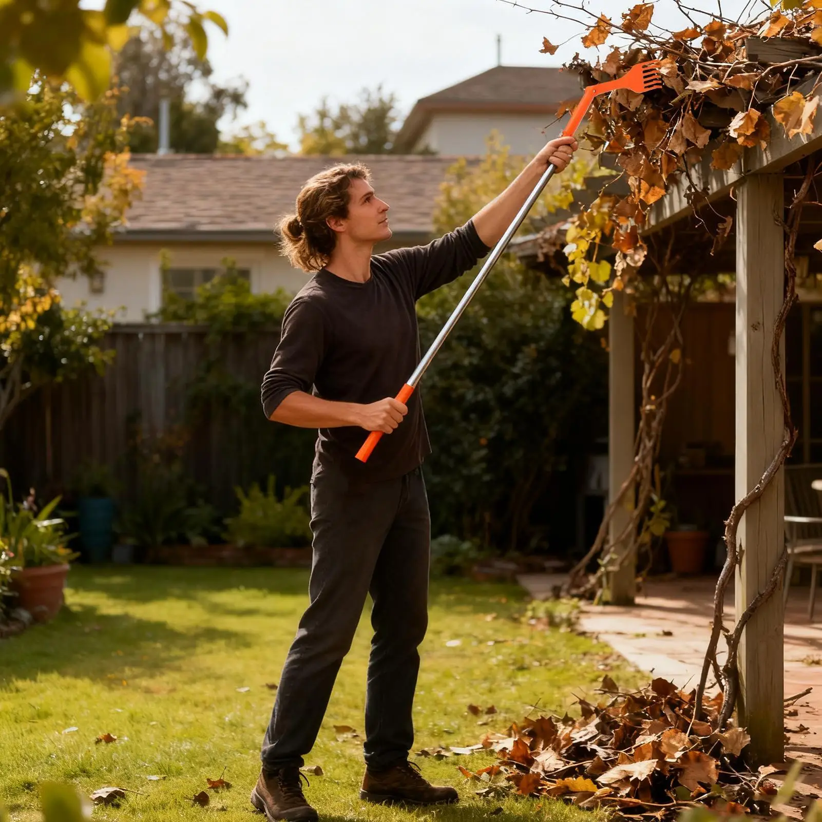 Reach Gutter Cleaner Tool | Portable Roof & Drain Brush | For Leaves & Debris Removal - Thumbnail 4