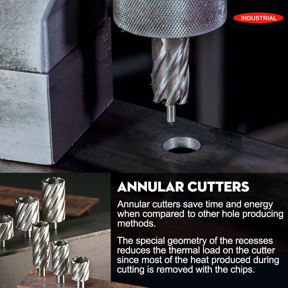 Cutter with Weldon Shank | 1/2 to 3/4 HSS Hole Saw | For Magnetic Drill Press - Thumbnail 3
