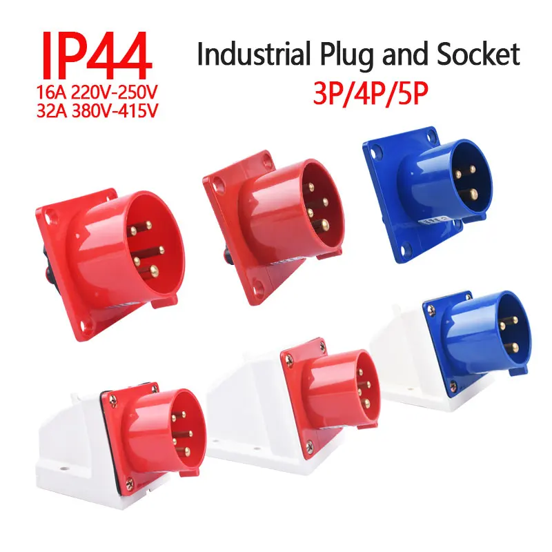 Heavy-Duty Waterproof Electrical Connector | IP44 Rated | 16A/32A 3-5 Pin Wall Socket - Thumbnail 4