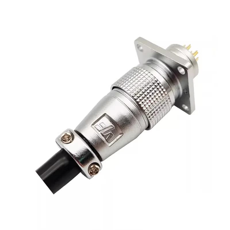 Aviation Connector | 6-19 Pin Threaded Coupling | Industrial-Grade Metal Panel Socket & Plug - Thumbnail 3