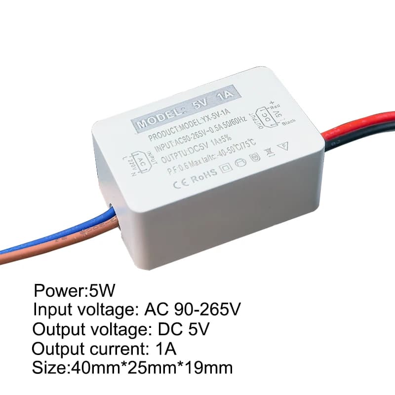 5V DC Power Adapter | 1A/2A Output for LED Strips & CCTV | 5W-10W AC/DC Transformer - Thumbnail 3