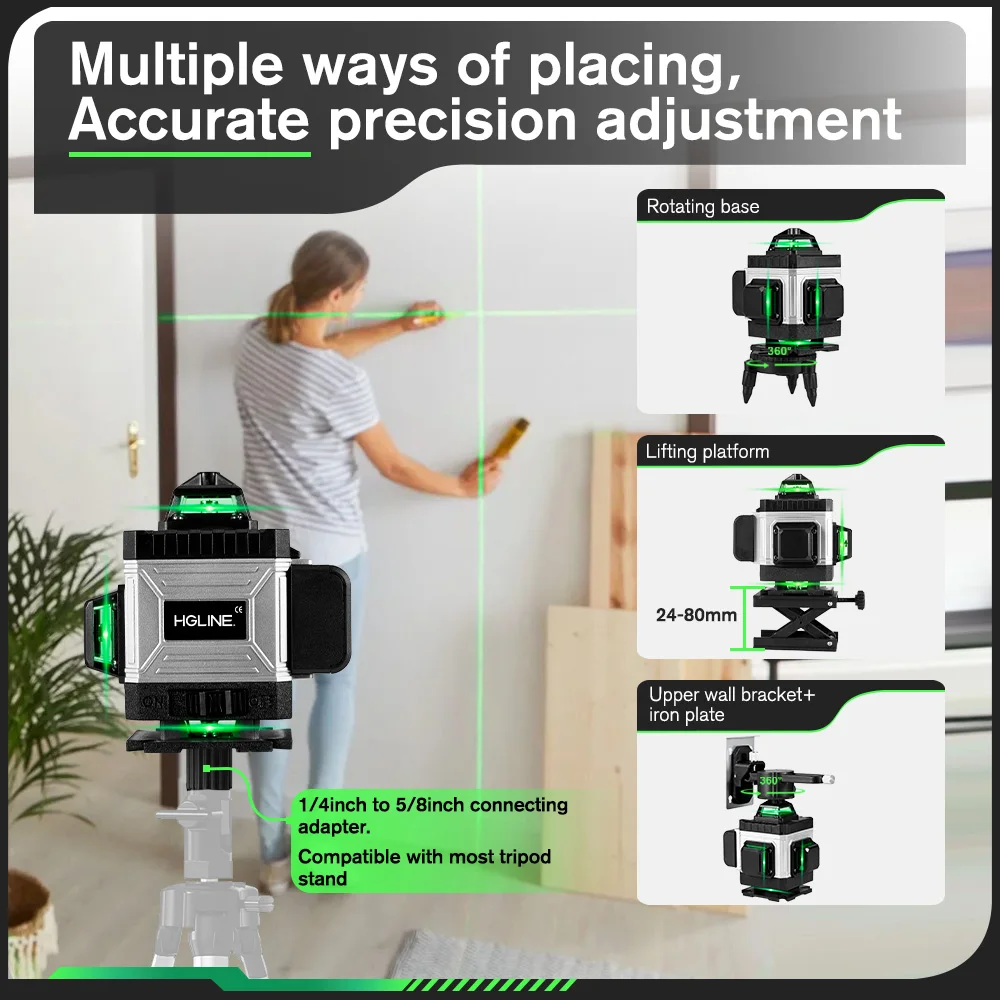 16-Line Laser Level | 360° Self-Leveling | App Remote Control for Precision Alignment - Thumbnail 6