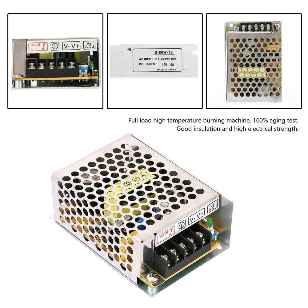 12V 5A Switching Power Supply 60W Switch Power Supply 220 AC To 12V DC - Thumbnail 2