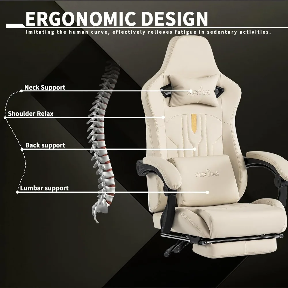 Gaming Chair | Adjustable Rocker Recliner with Lumbar Cushion | Premium Video Gaming Experience - Thumbnail 4