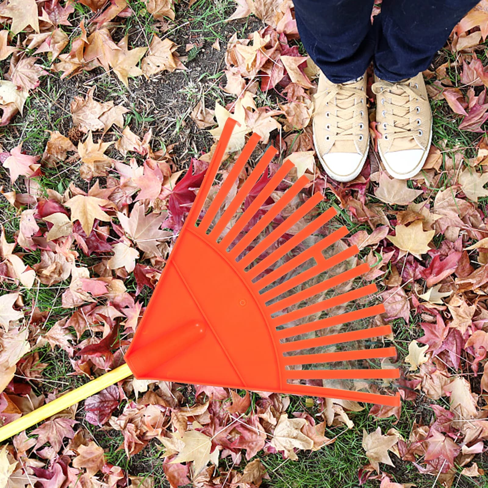 Plastic Leaf Rake | Small Garden Tool for Soil & Flowerbeds | Lightweight Weed Root Digger - Thumbnail 3