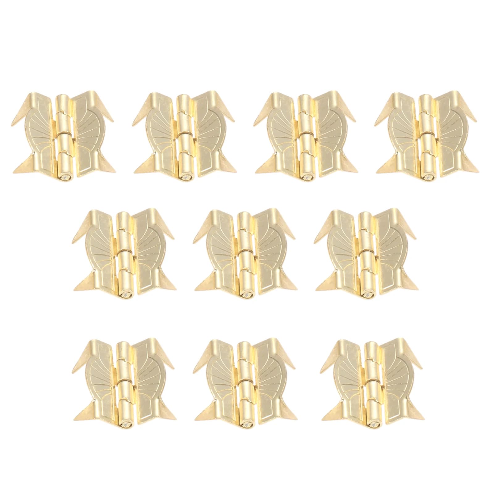 Gold Metal Hinges 10Pcs | For Luggage & Wooden Box | 22x19mm Cabinet Hardware - Thumbnail 3