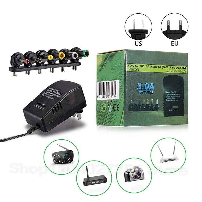 AC/DC Power Adapter | 3V-12V Adjustable Voltage | 30W 3A Switching Power Supply - Thumbnail 2