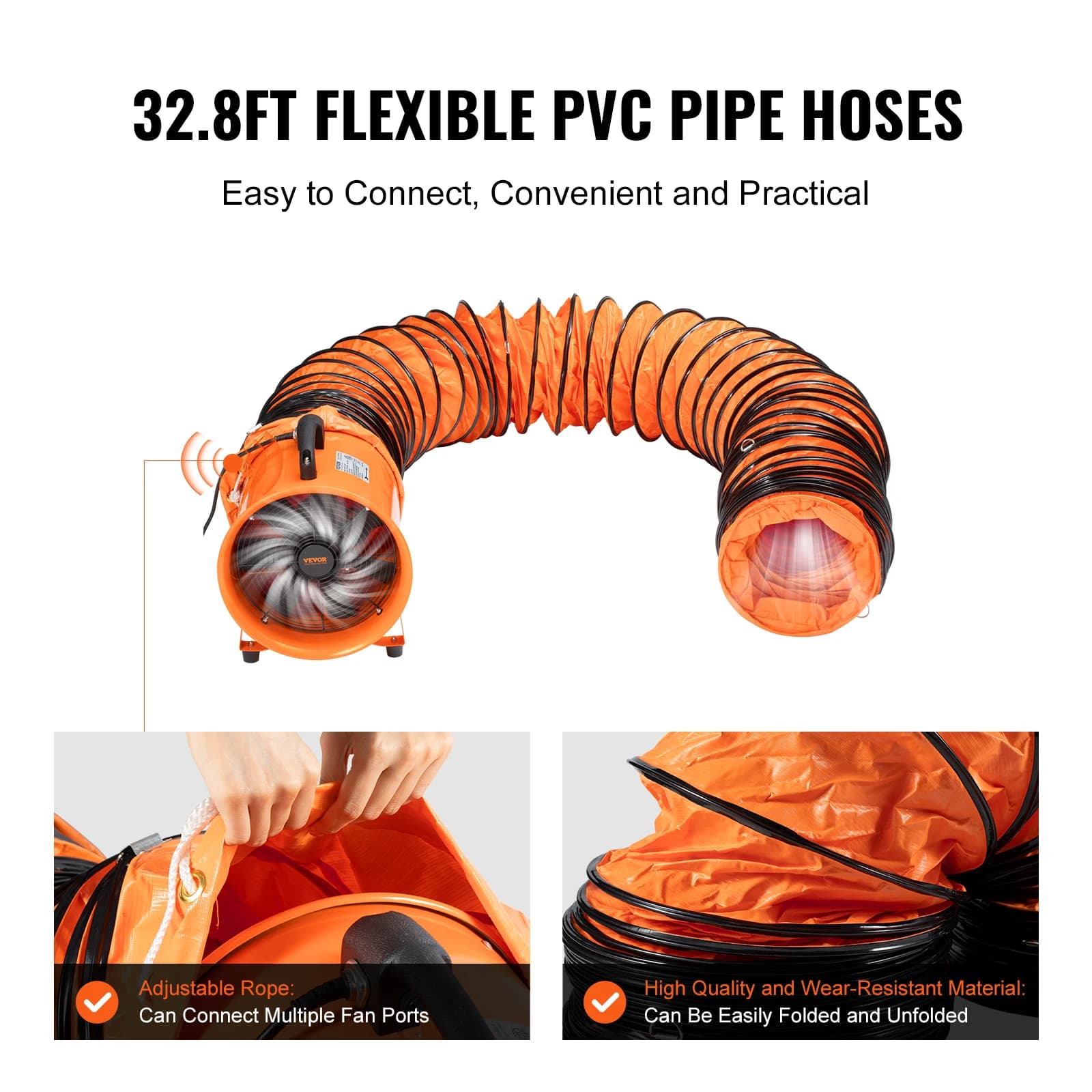 8-Inch Industrial Ventilation Fan | 145W High-Power Extractor Blower with 10M Duct Hose - Thumbnail 5