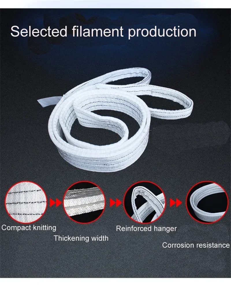 Heavy-Duty Flat Eye Sling Belt | 1-3 Ton Lifting Capacity | Industrial-Grade Double Ring Reinforcement - Thumbnail 3
