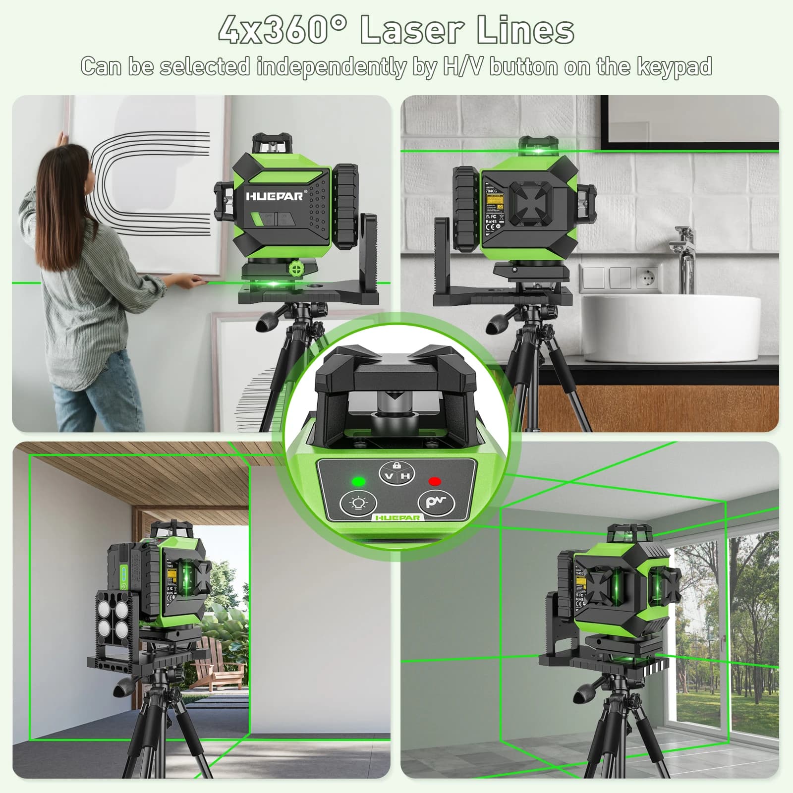 4D Laser Level | 16-Line 360° Self-Leveling | Green Beam Digital Display - Thumbnail 4