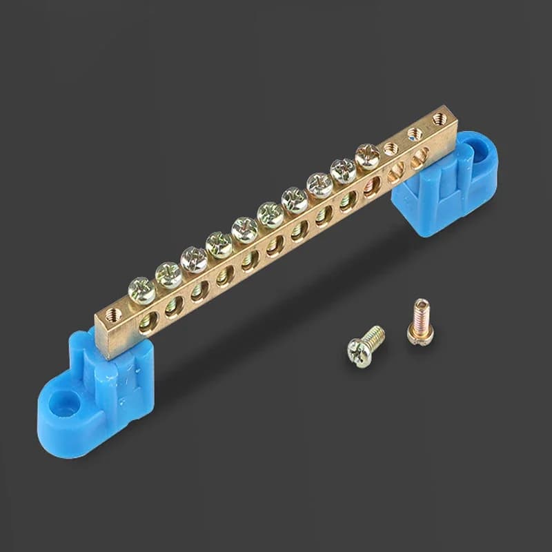 Grounding Bar | 6 x 9 Copper Bus Bar | 4-12 Hole Terminal Block for Electrical Panel - Thumbnail 6