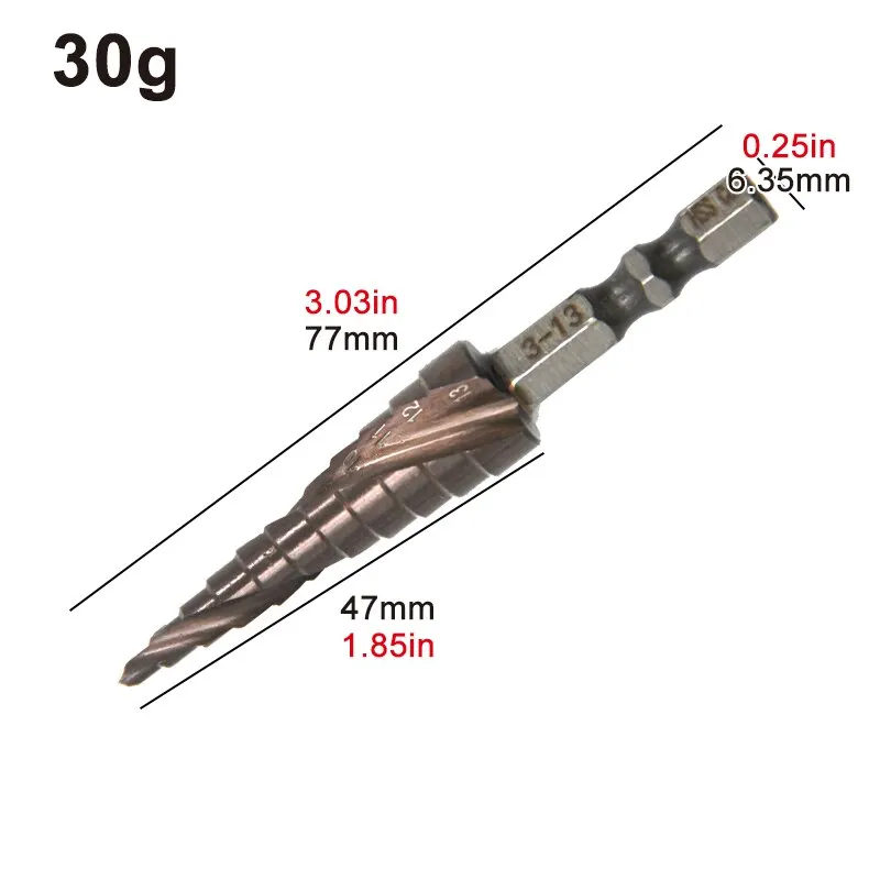 Cobalt Step Drill Bit Set | 3-13mm Hex Shank | For Stainless Steel & Hard Metals - Thumbnail 2