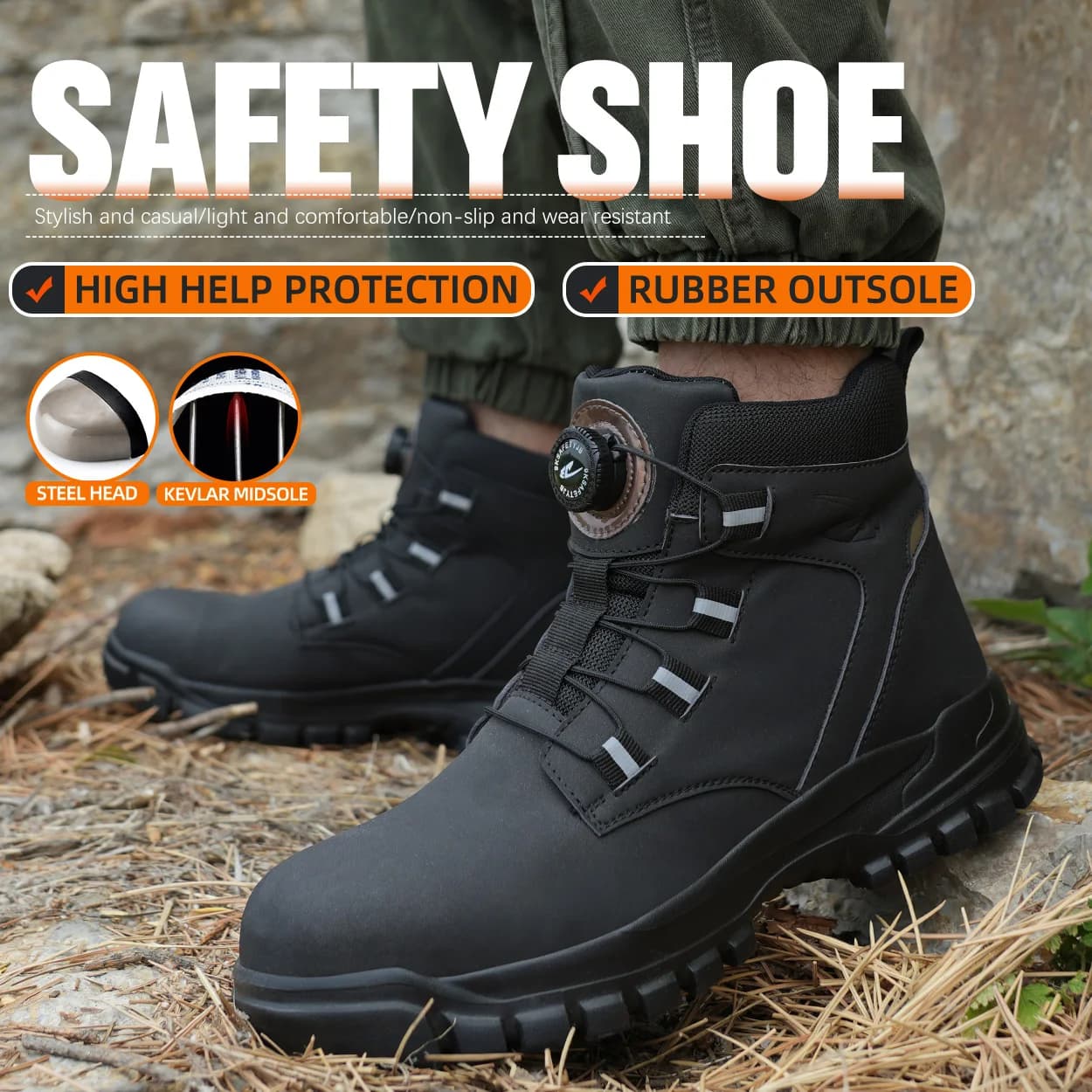 Steel Toe Boots | Anti-Smash & Stab-Resistant | Men's Heavy-Duty Work & Biker Boots - Thumbnail 4