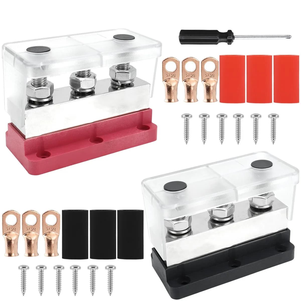 Heavy-Duty 600A Bus Bar | Nickel-Plated Copper Power Distribution Block | 4-Stud Terminal - Thumbnail 2