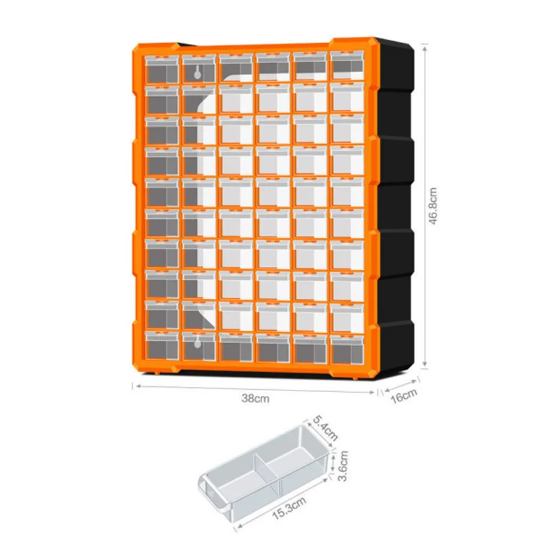 60-Grid Parts Cabinet | Transparent Drawer Toolbox | For Screw Classification & Accessories Storage - Thumbnail 2
