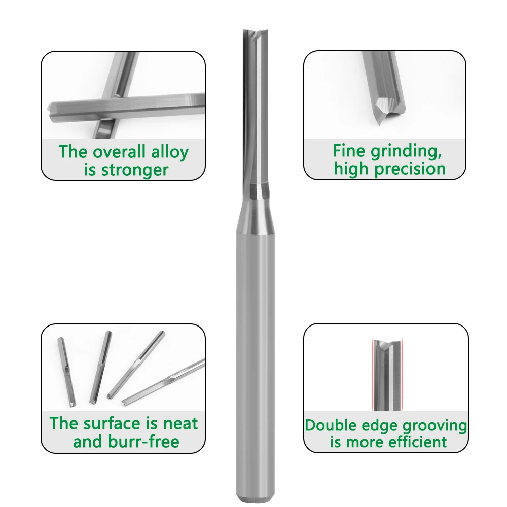 Double-Edged Straight Groove Router Bit Set | 3.175mm Alloy Non-Burr | CNC Engraving Cutter - Thumbnail 5