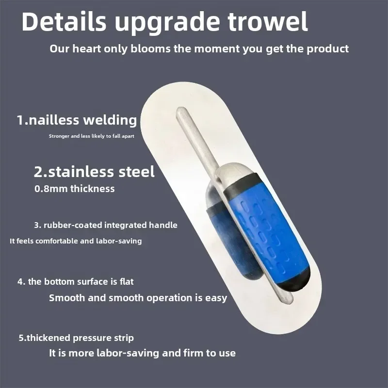 Finishing Trowel | Stainless Steel Blade for Smooth Concrete & Plaster - Thumbnail 3