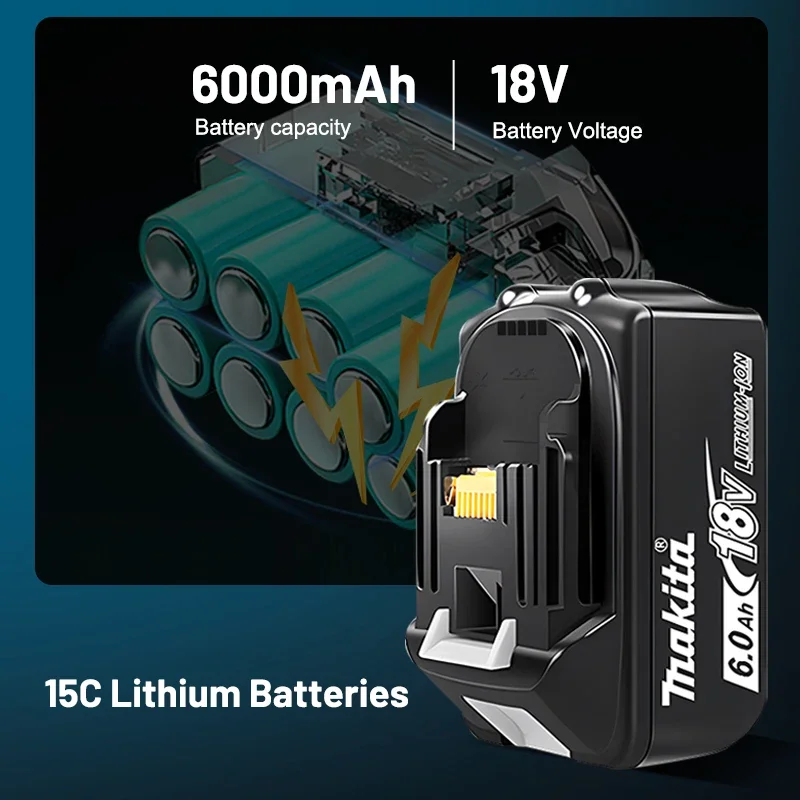 Makita 18V 6.0Ah High-Capacity Battery | BL1830B L1840B L1850B L1860B Replacement | Power Tool Performance - Thumbnail 3