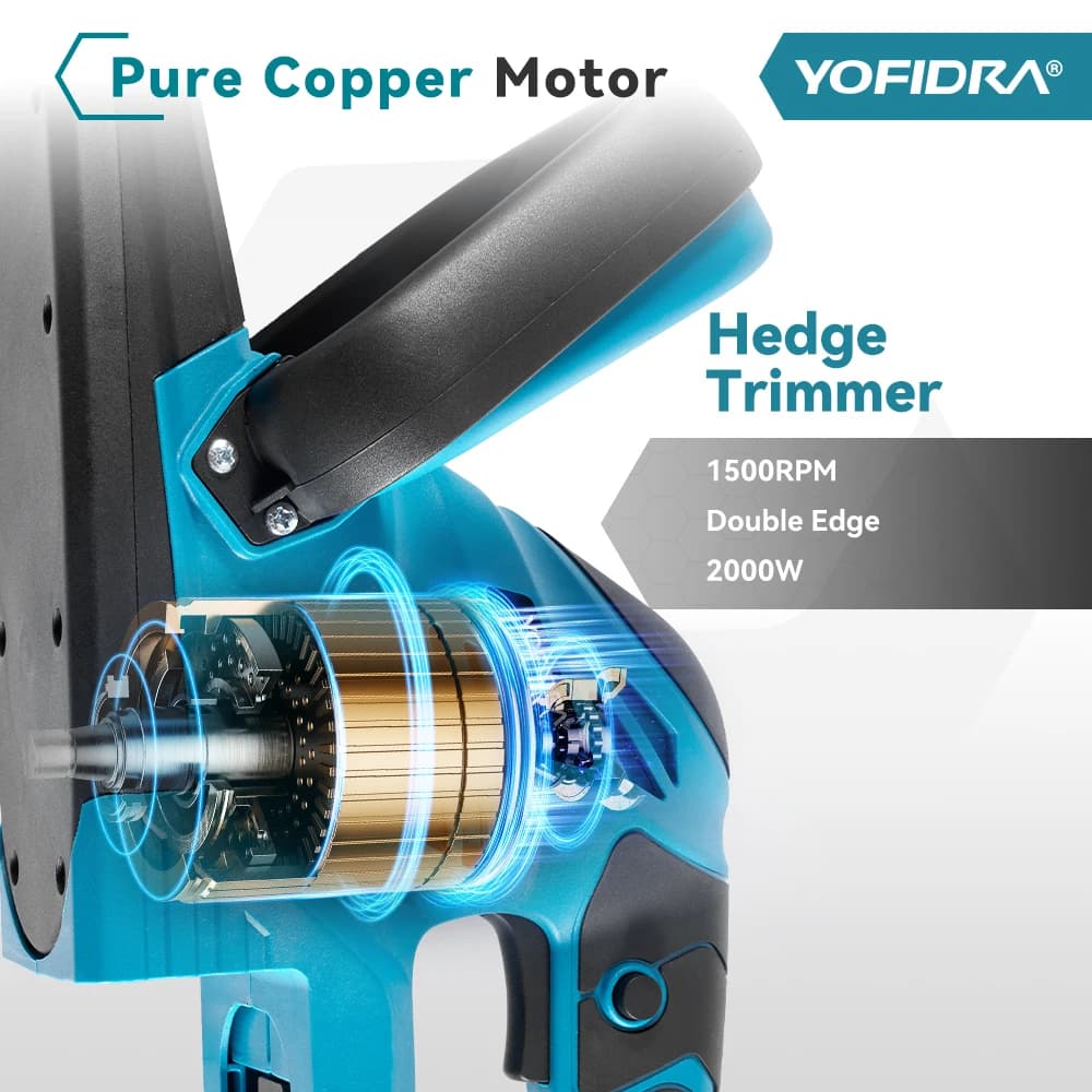 Professional Cordless Hedge Trimmer | 2000W Power | Compatible with Makita Batteries - Thumbnail 4