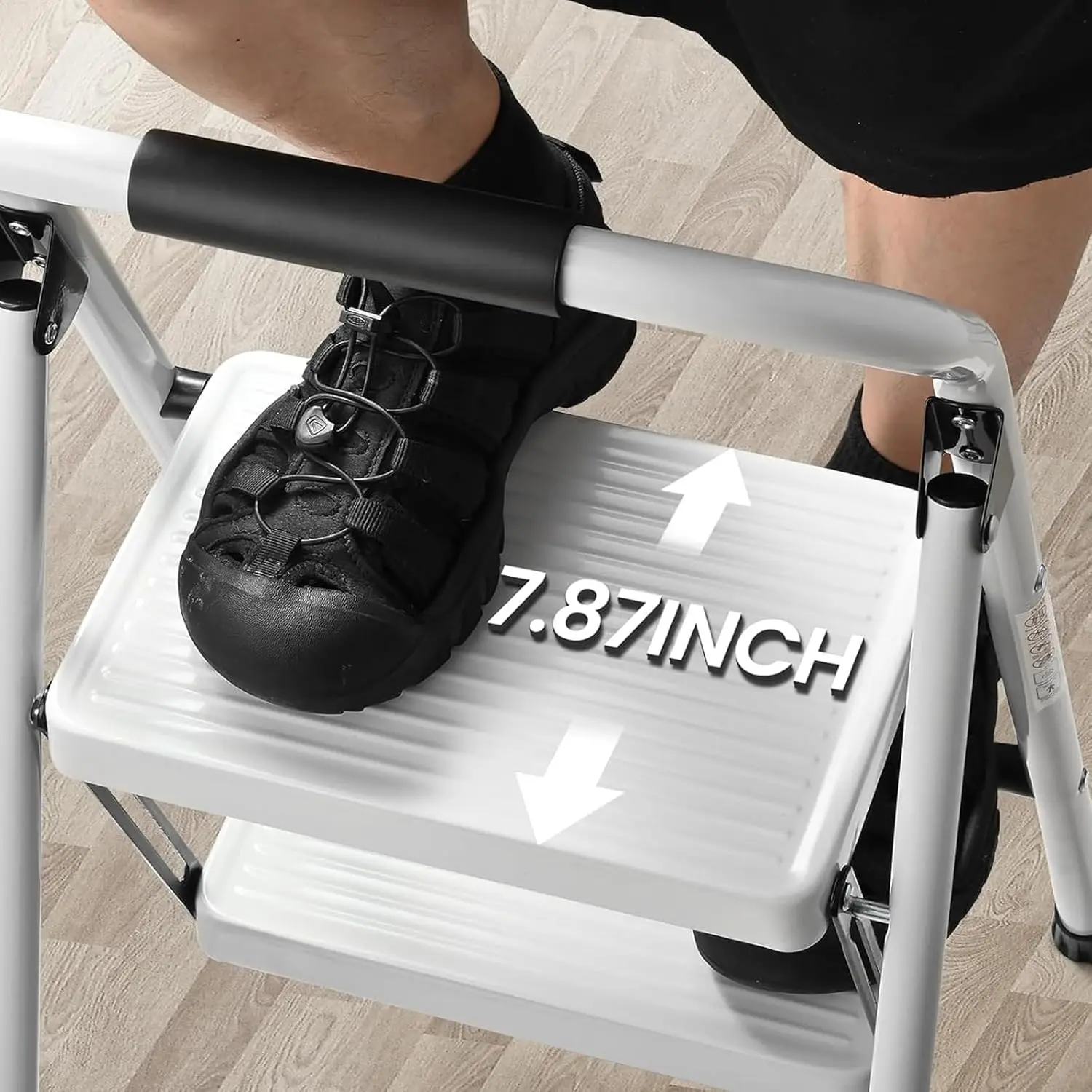 2-Step Folding Ladder Stool | 330lb Capacity with Anti-Slip Wide Pedal | Compact for Kitchen, Office & Home - Thumbnail 4