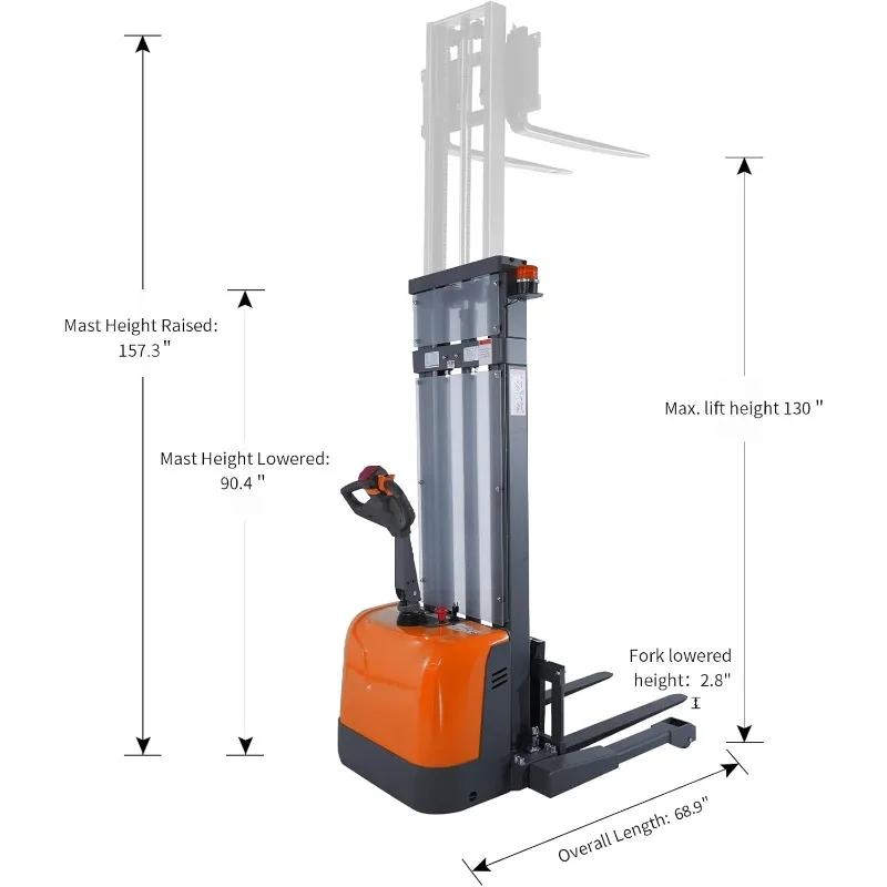 Electric Pallet Stacker | 3300 lb Capacity | 130 Max Lift | Straddle Leg Design - Thumbnail 2