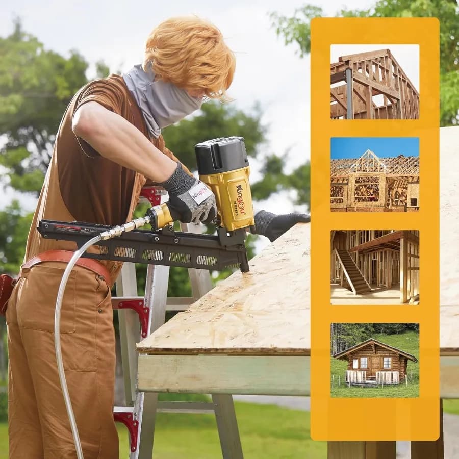 21 Degree Framing Nail Gun | Steel Magazine Pneumatic | NR2183 for Heavy-Duty Construction - Thumbnail 4