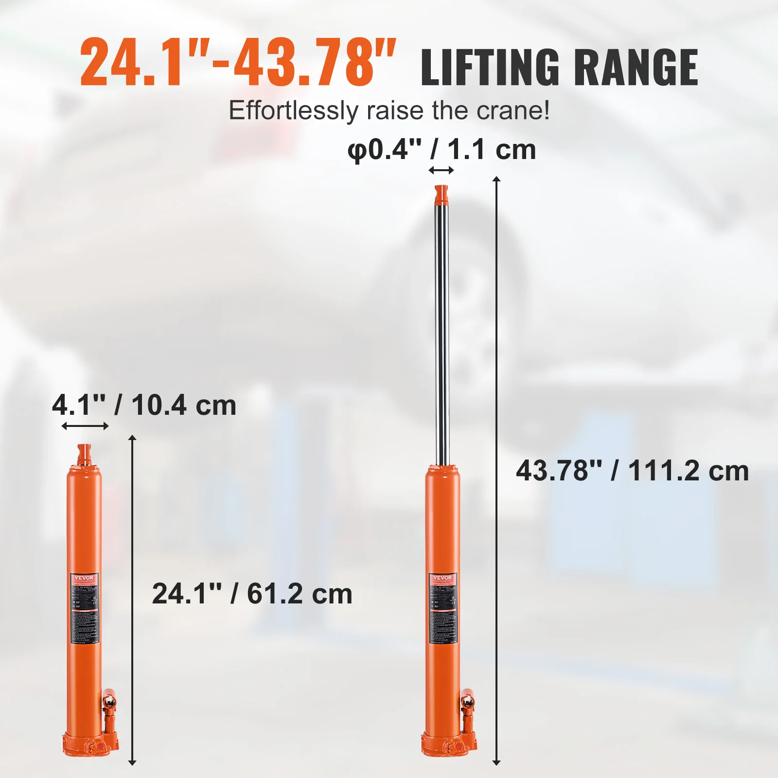 4-Ton Hydraulic Ram Cylinder | Heavy-Duty Engine Hoist & Lift Pump - Thumbnail 3