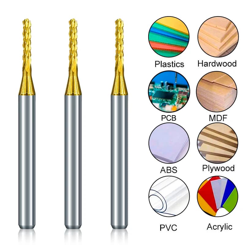Coated CNC End Mill | 0.5-3.175mm Precision Bits | 1/8 Shank for PCB Engraving - Thumbnail 5