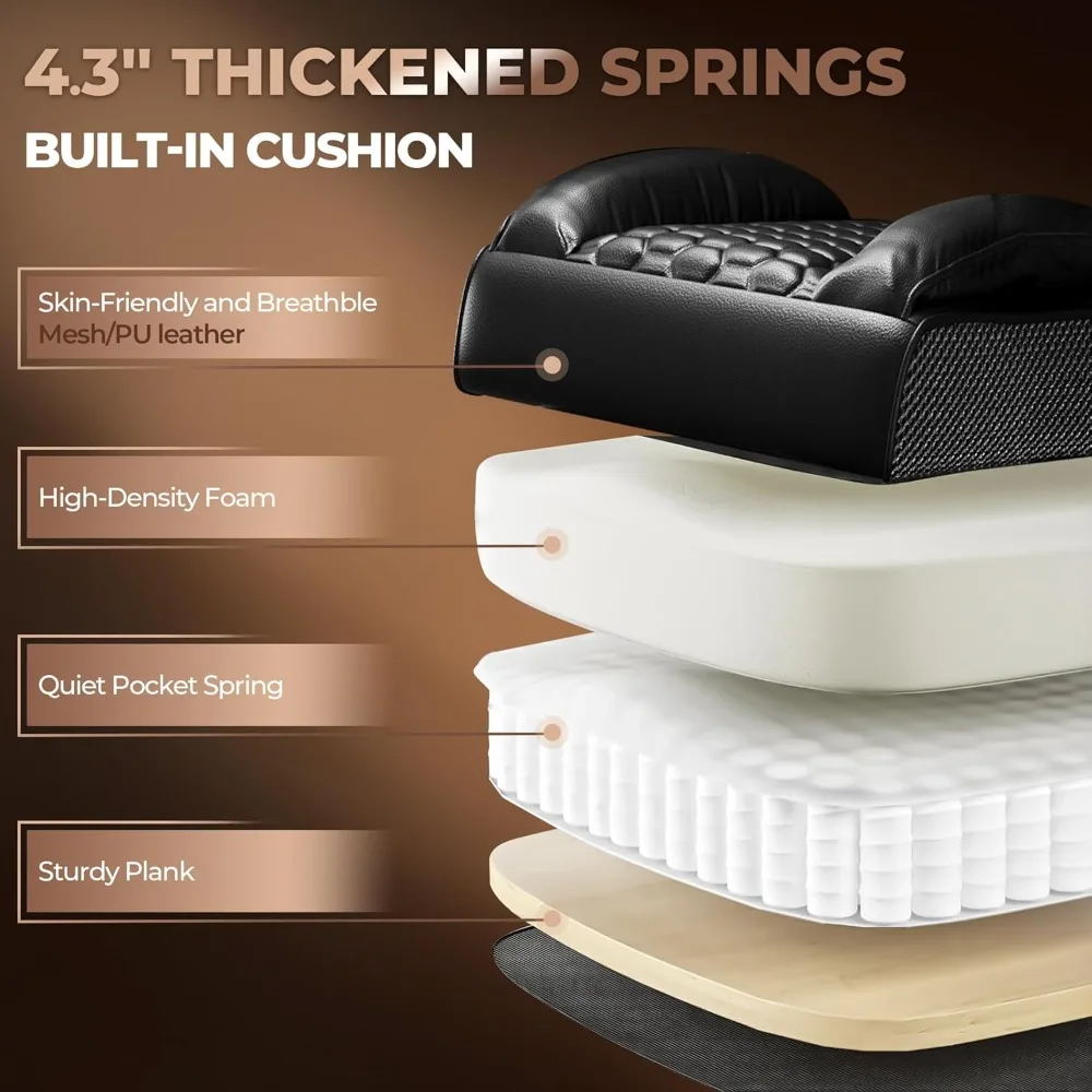 High-Back Executive Office Chair | PU Leather Recliner with Footrest | Padded Swivel Computer Chair - Thumbnail 5