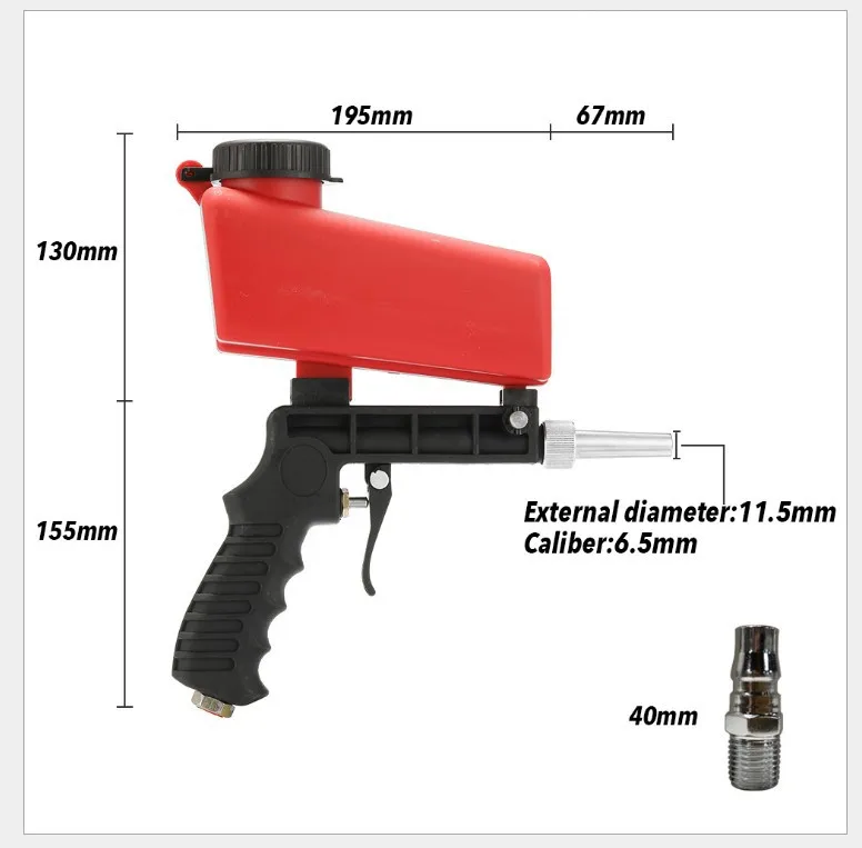 Pneumatic Sandblaster Gun | Remove Rust, Paint & Stains | Air Compressor Surface Cleaning Tool - Thumbnail 5