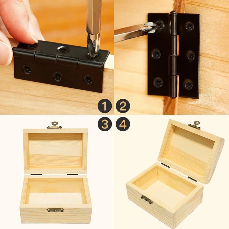 Black Butt Hinges | Stainless Steel with Mounting Plate | Cabinet & Drawer Fixing Brackets - Thumbnail 4