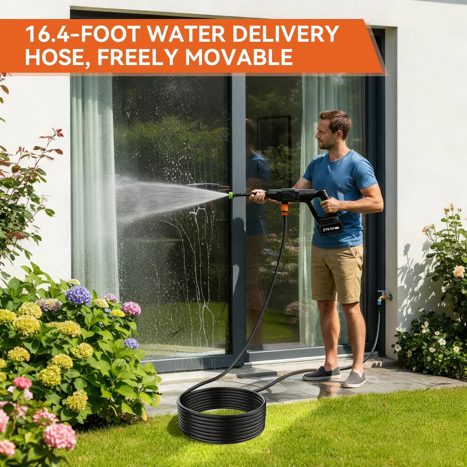 Electric Pressure Washer | 300W 500PSI Portable | 16ft Hose for Cars Fences - Thumbnail 5