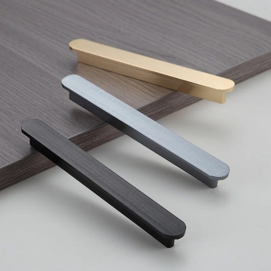 Brushed Aluminum Cabinet Handles | Modern Kitchen & Wardrobe Pulls | Cupboard Drawer Knobs Set - Thumbnail 2