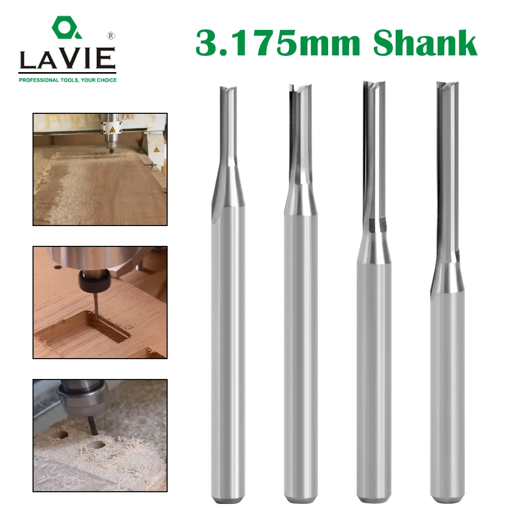 Double-Edged Straight Groove Router Bit Set | 3.175mm Alloy Non-Burr | CNC Engraving Cutter - Thumbnail 2