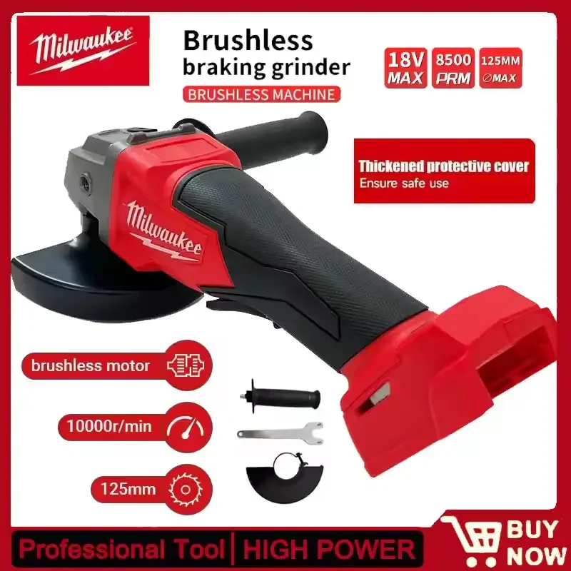 Milwaukee M18 Cordless Angle Grinder | 125mm Brushless Power | Professional Cutting & Polishing Tool - Thumbnail 3