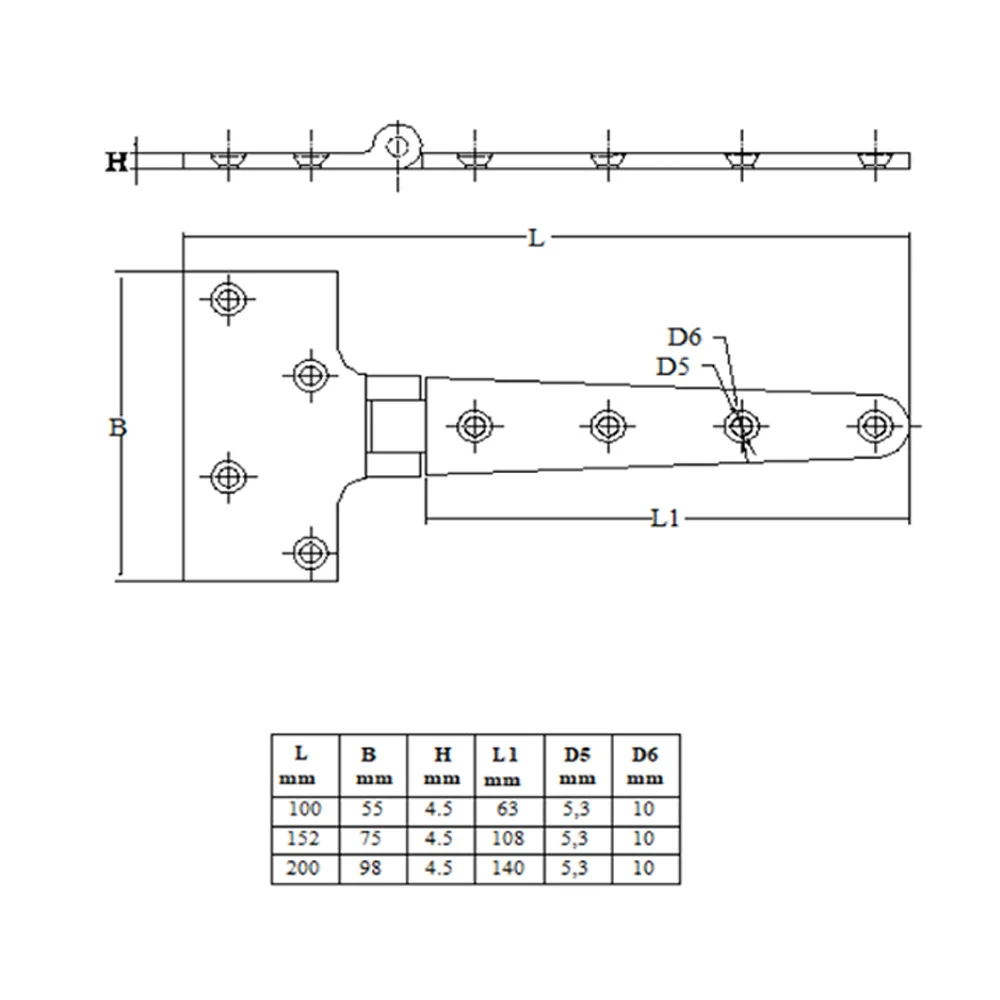 316 Stainless Steel T-Hinge | Corrosion Resistant Strap Hinge | For Hanging Cabinet & Shed Doors - Thumbnail 2