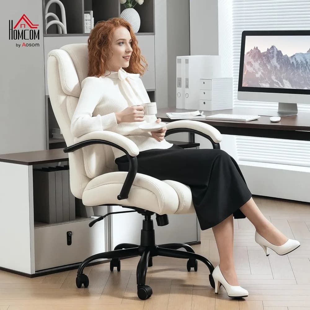 Heavy-Duty Executive Office Chair | 485lbs Weight Capacity | Wide Seat High Back Computer Desk Chair - Thumbnail 2