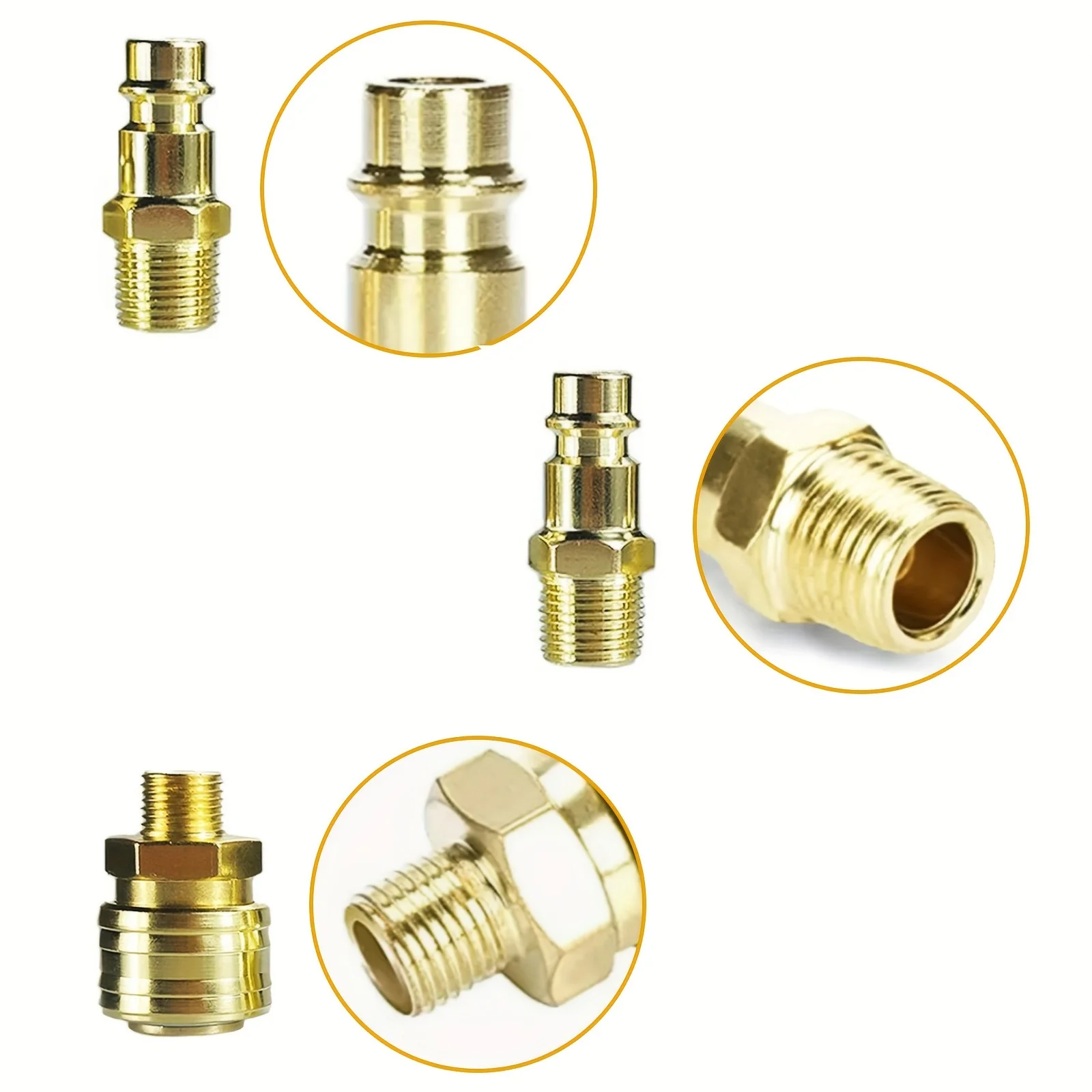 Brass Air Coupler Kit | 10-Piece Quick-Connect Set | 1/4 BSP Thread Fittings - Thumbnail 5