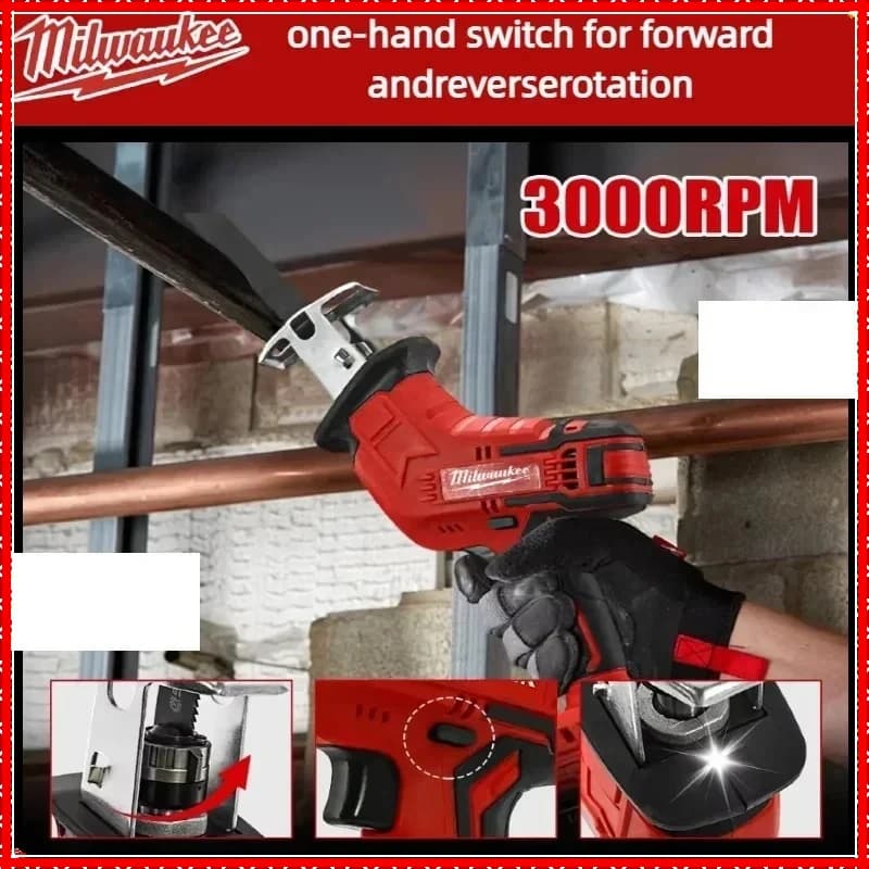 Milwaukee 18V Cordless Reciprocating Saw | Brushless Motor | Wood & Metal Cutting Power Tool - Thumbnail 4